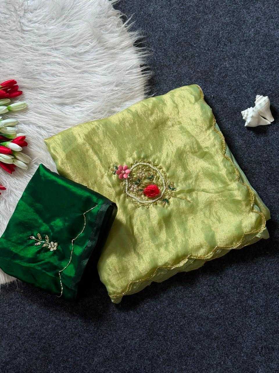 Satin Hand Work Saree