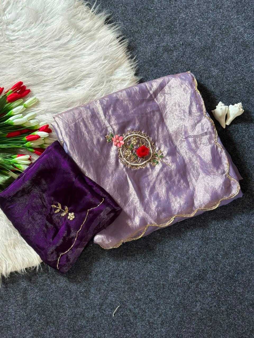 Satin Hand Work Saree