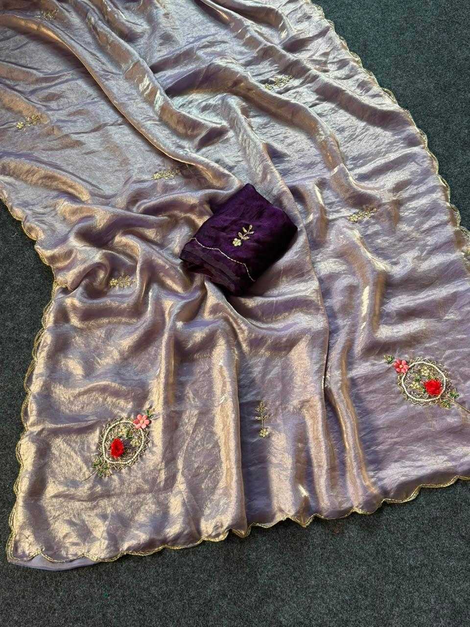 Satin Hand Work Saree