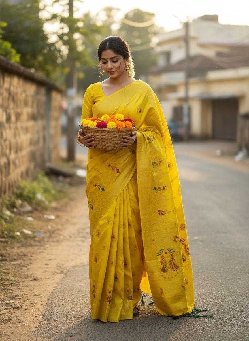 Dolla Dola Silk Designer Saree in Yellow