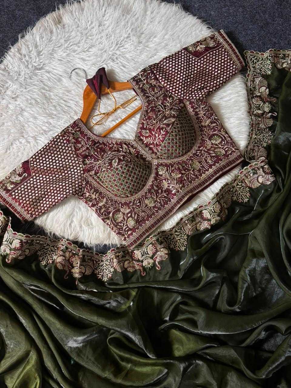 ICH Satin Embroidered Saree