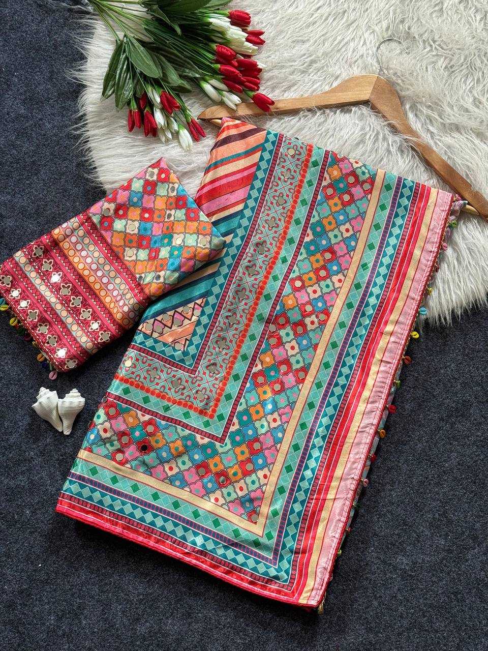 Heavy Roman Silk Designer Saree