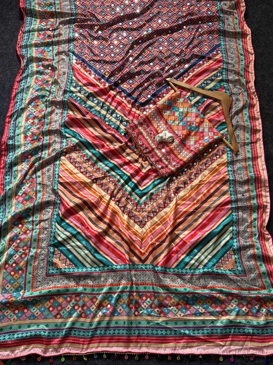 Heavy Roman Silk Designer Saree