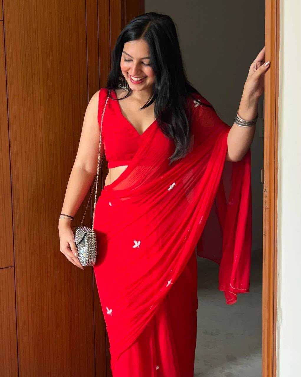 Leaf Georgette Designer Saree