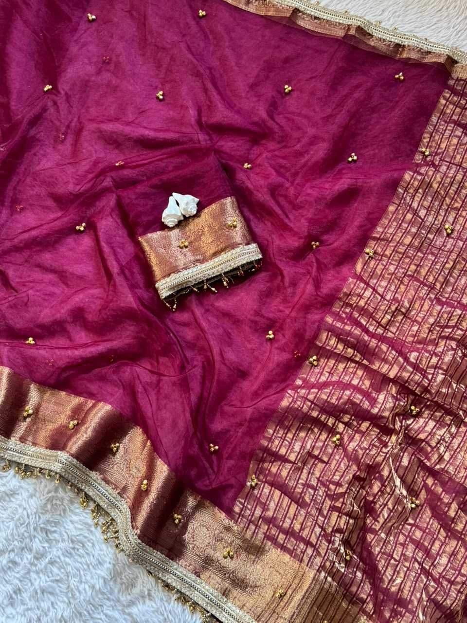Most Tissue Designer Saree in Maroon