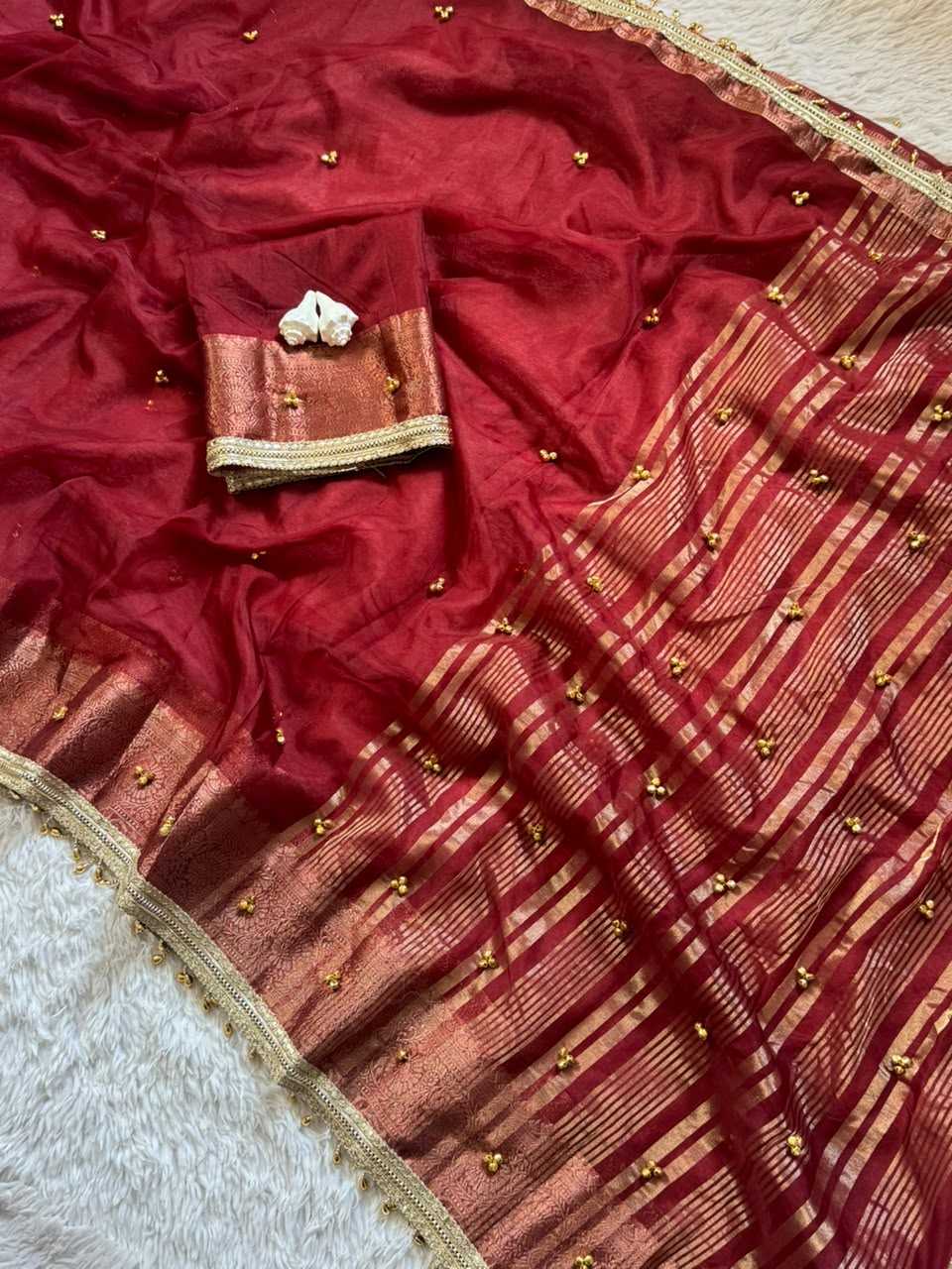 Most Tissue Designer Saree in Maroon