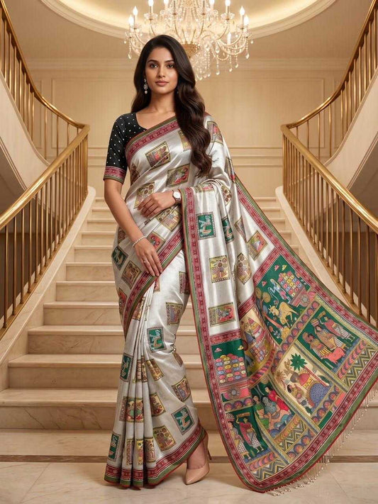 Moti Crepe Silk Printed Saree