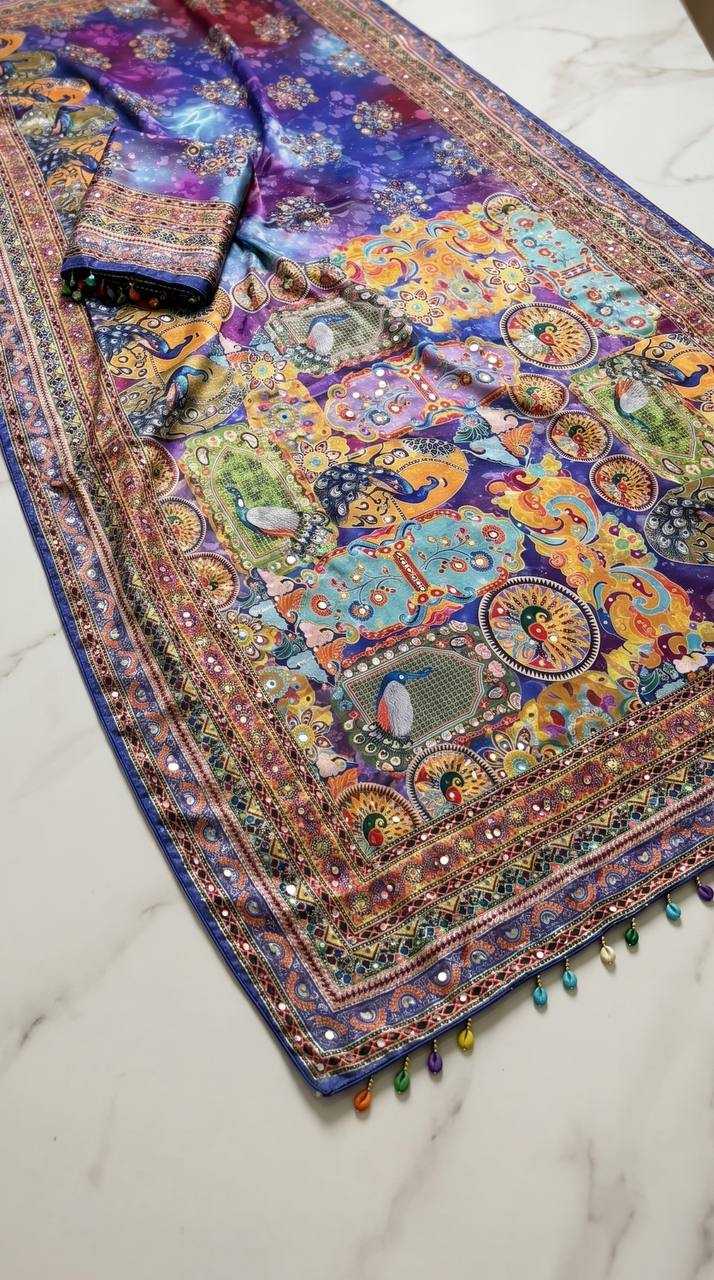 Heavy Roman Silk Printed Saree