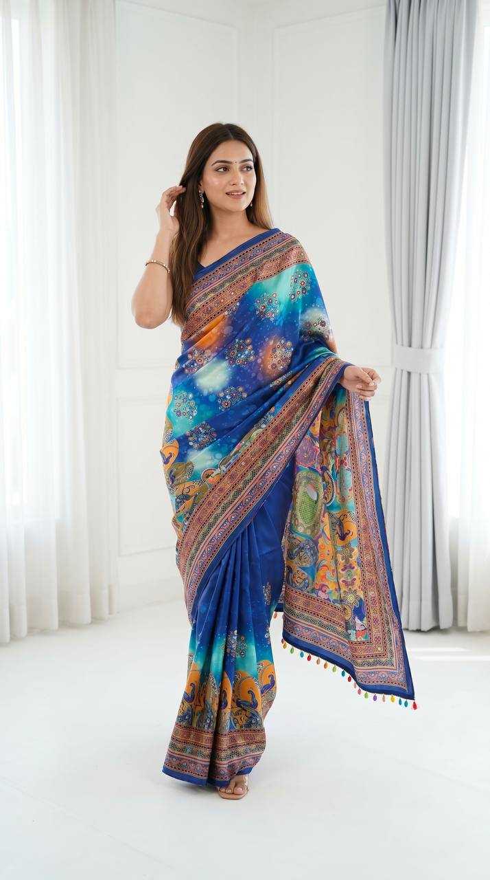 Heavy Roman Silk Printed Saree