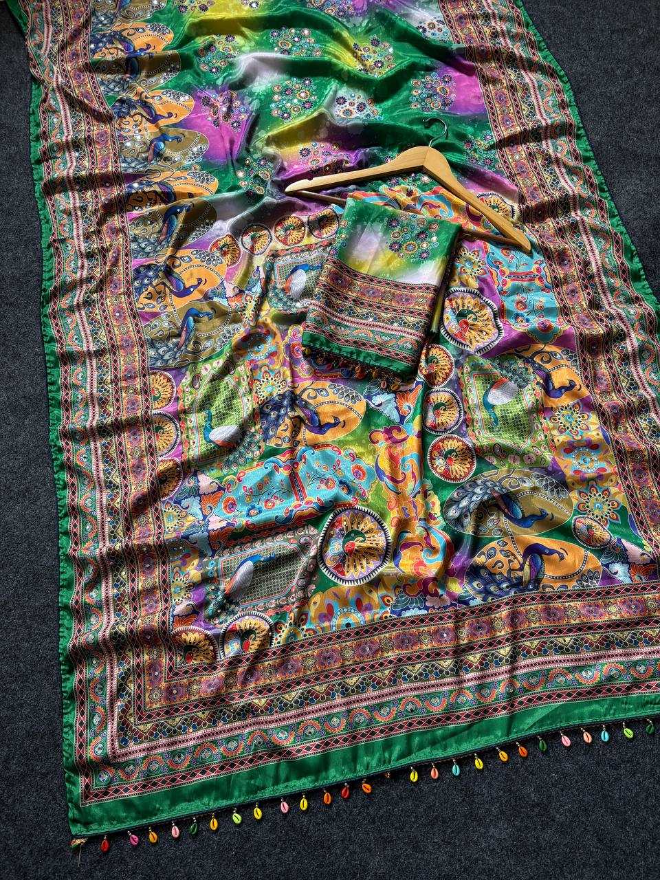 Heavy Roman Silk Printed Saree