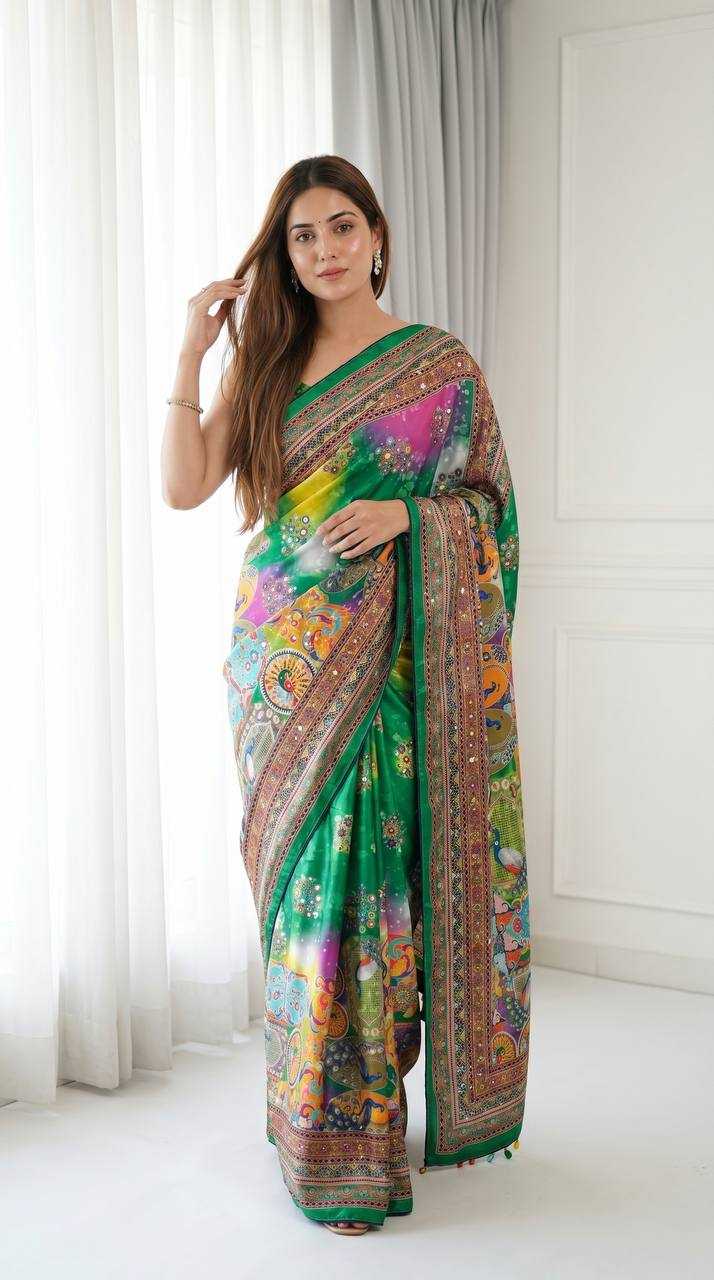 Heavy Roman Silk Printed Saree
