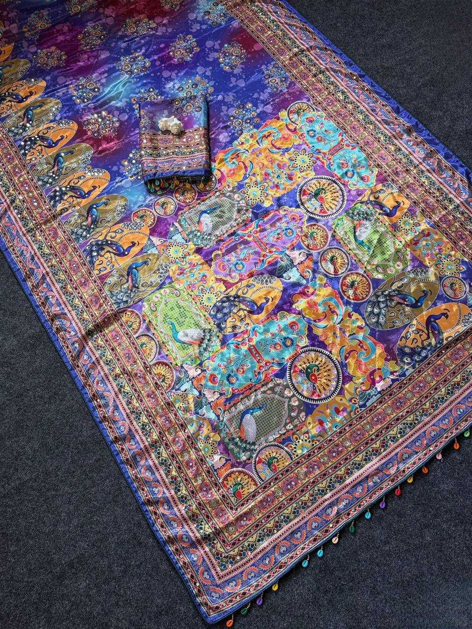 Heavy Roman Silk Printed Saree