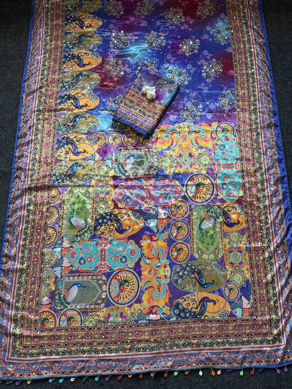 Heavy Roman Silk Printed Saree