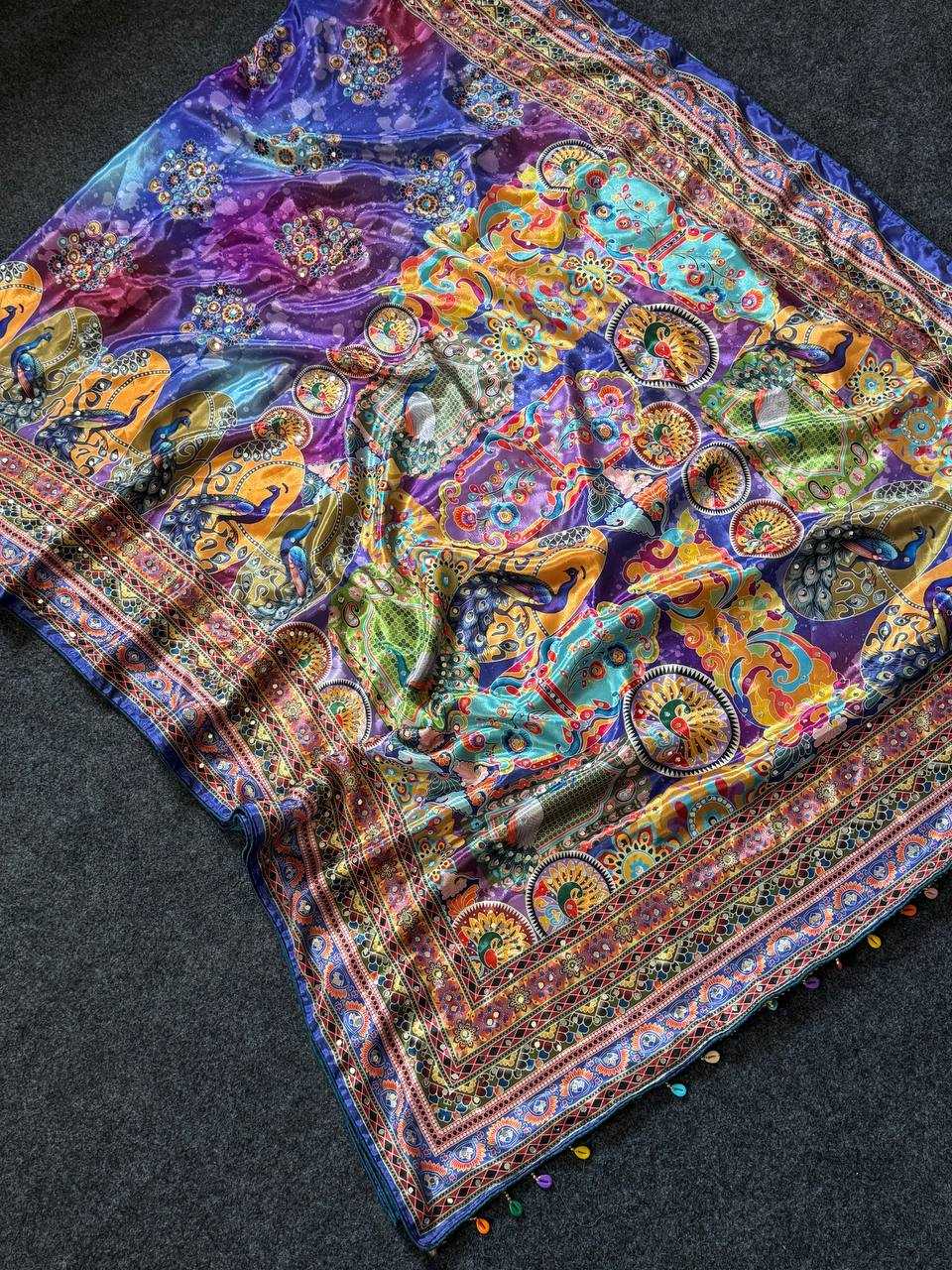 Heavy Roman Silk Printed Saree