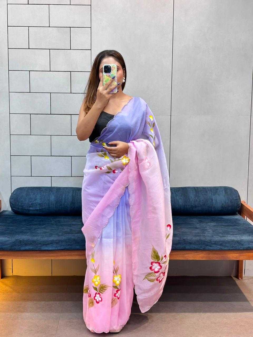 Soft Gold Crush Designer Saree
