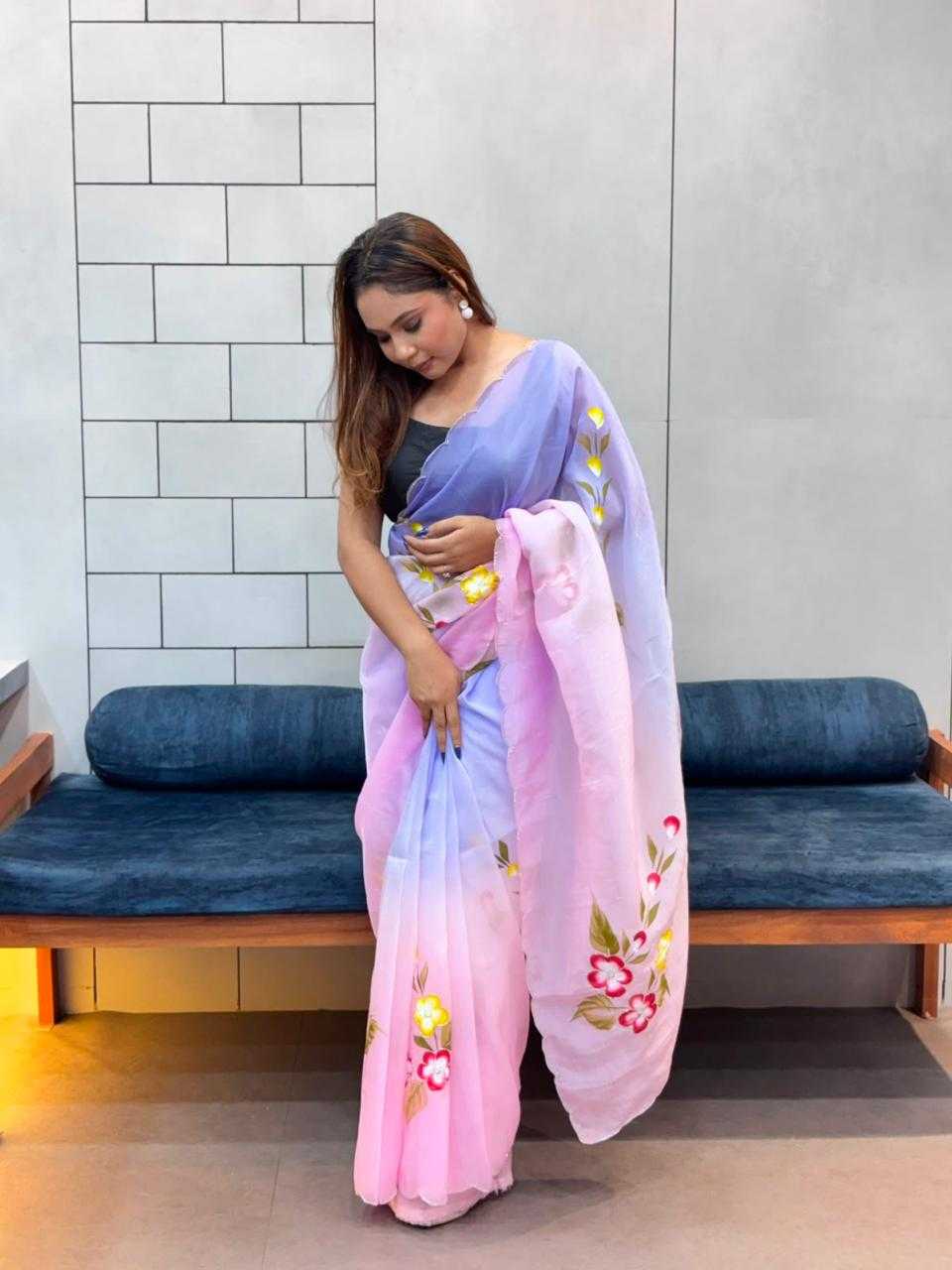 Soft Gold Crush Designer Saree