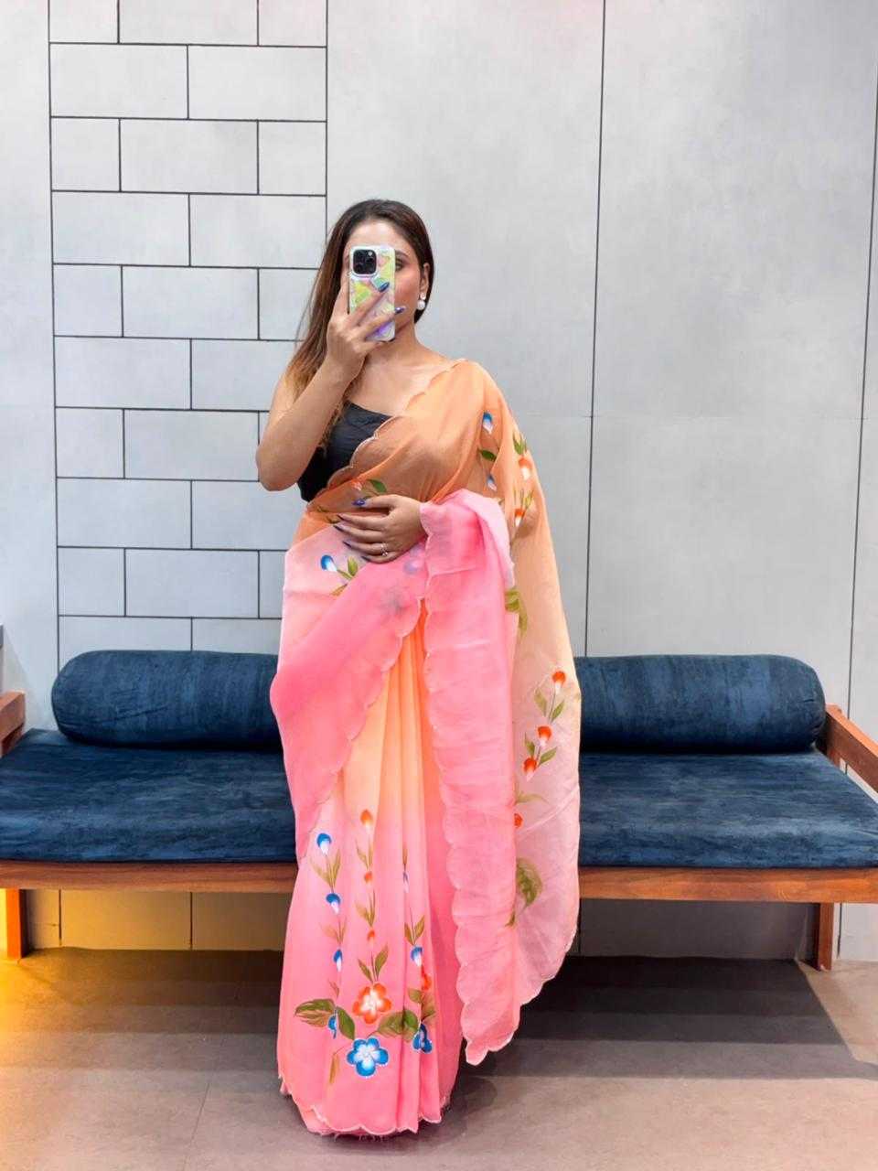 Soft Gold Crush Designer Saree