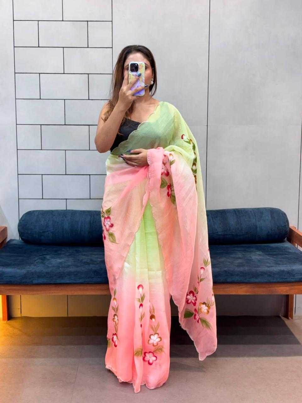 Soft Gold Crush Designer Saree