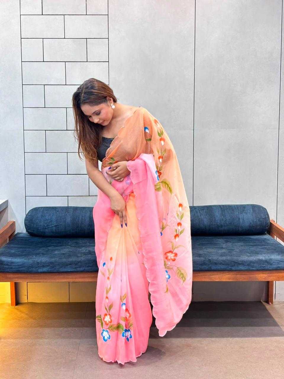 Soft Gold Crush Designer Saree