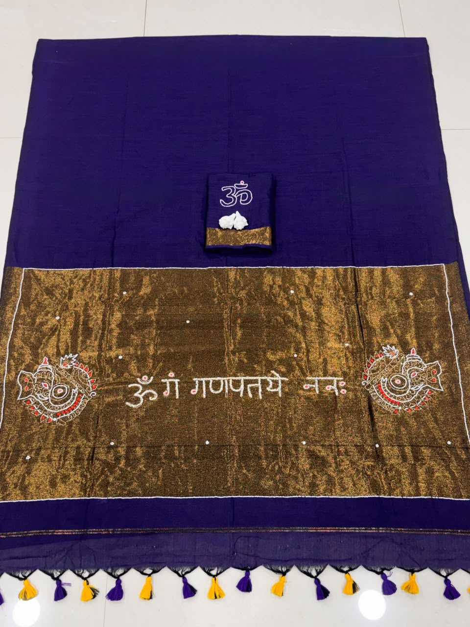 Handloom Silk Hand Work Saree in Wine