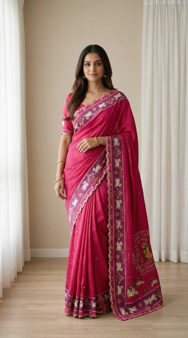 Chinon Designer Saree in Yellow