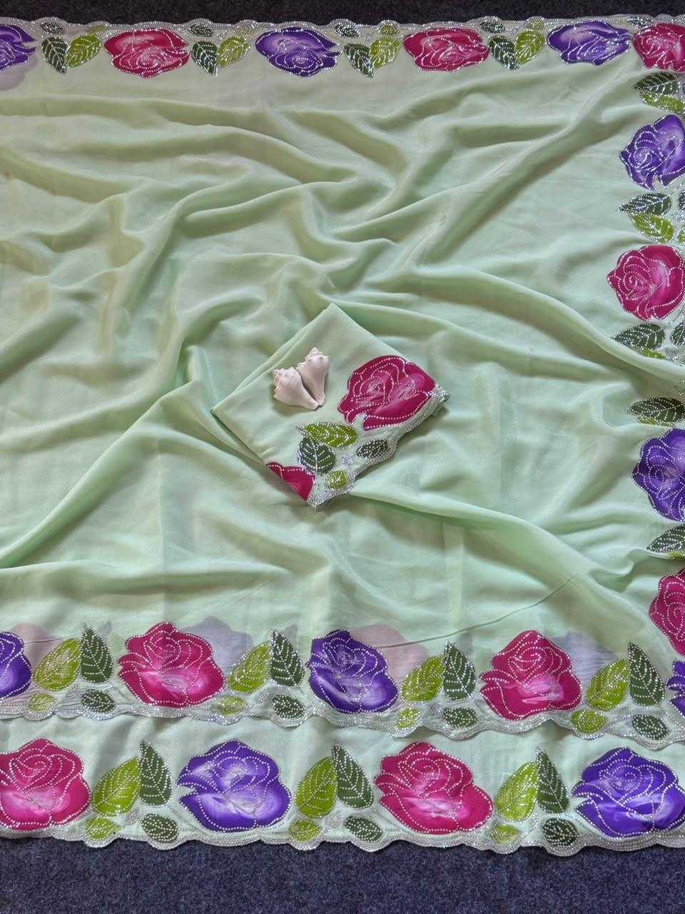 Star Georgette Designer Saree in Green