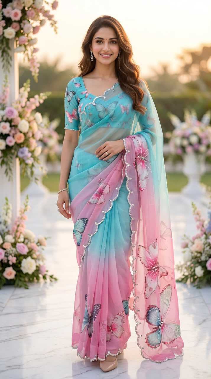 Tabby Silk Designer Saree in Yellow