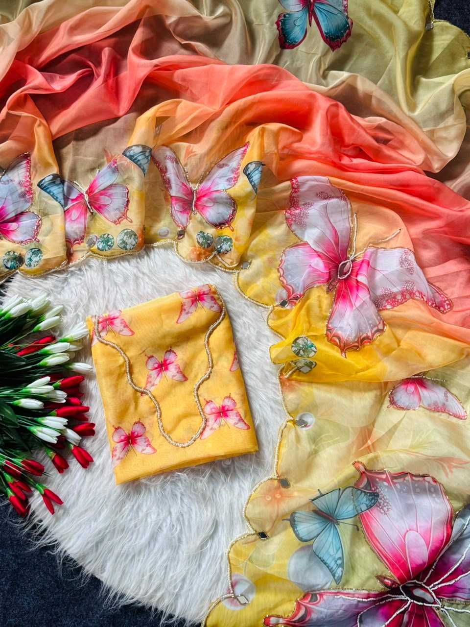 Tabby Silk Designer Saree in Yellow