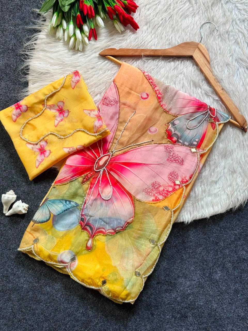 Tabby Silk Designer Saree in Yellow