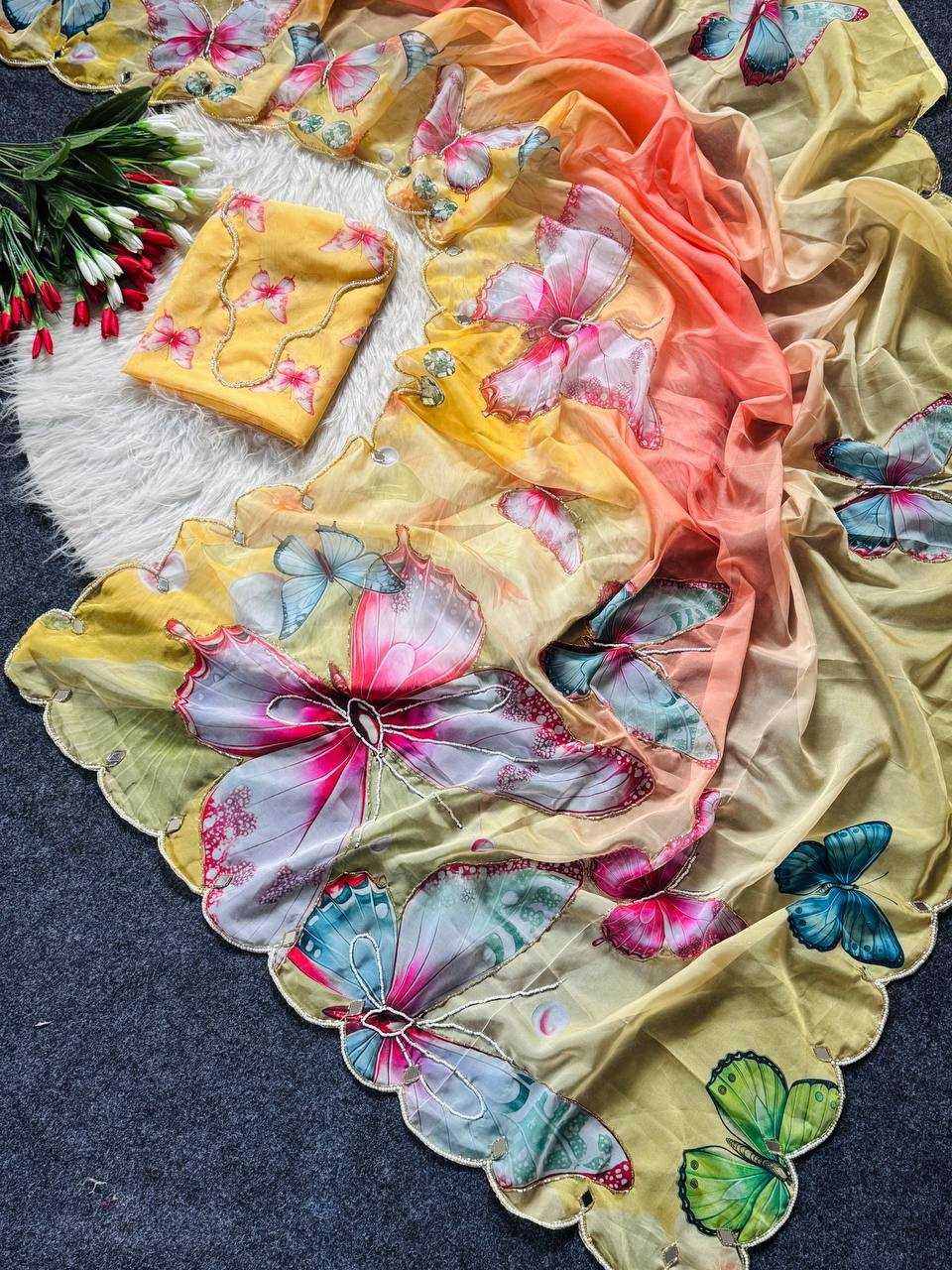 Tabby Silk Hand Work Saree