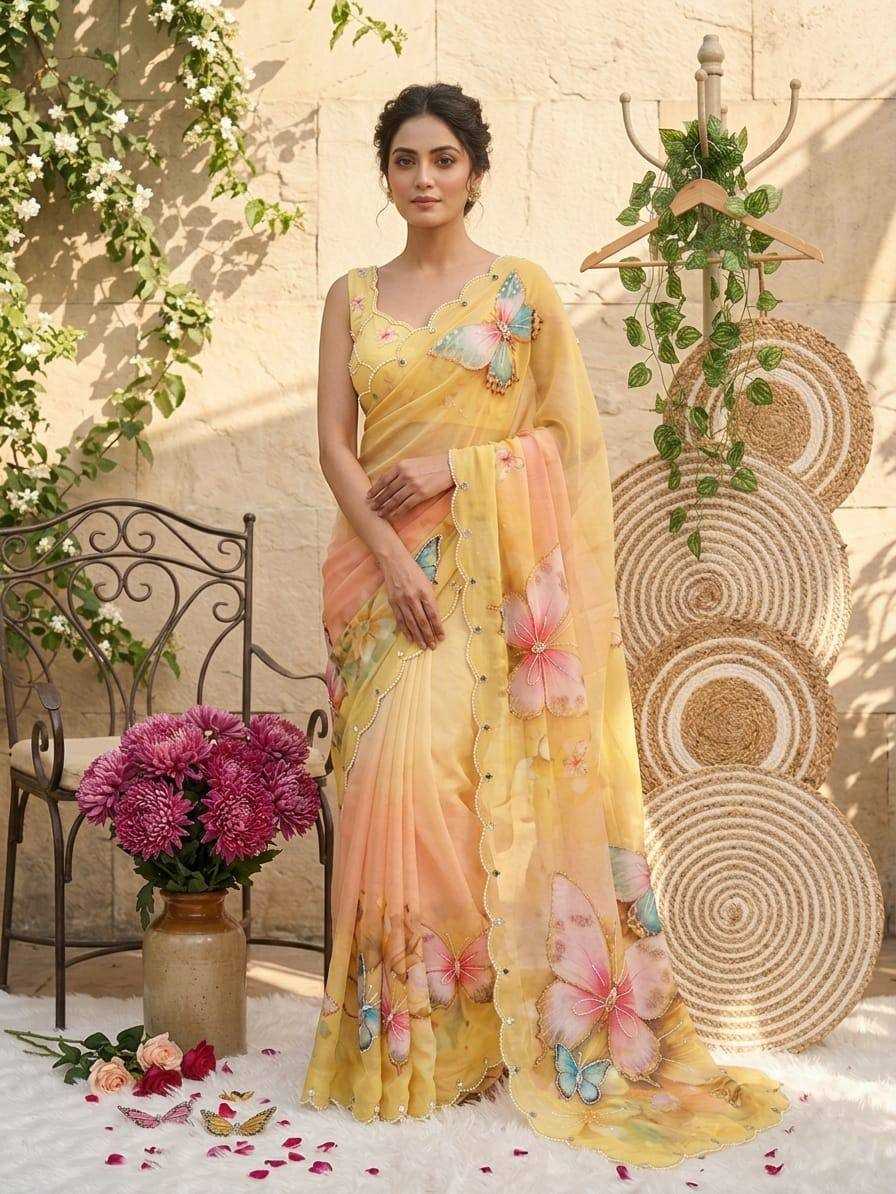 Tabby Silk Hand Work Saree