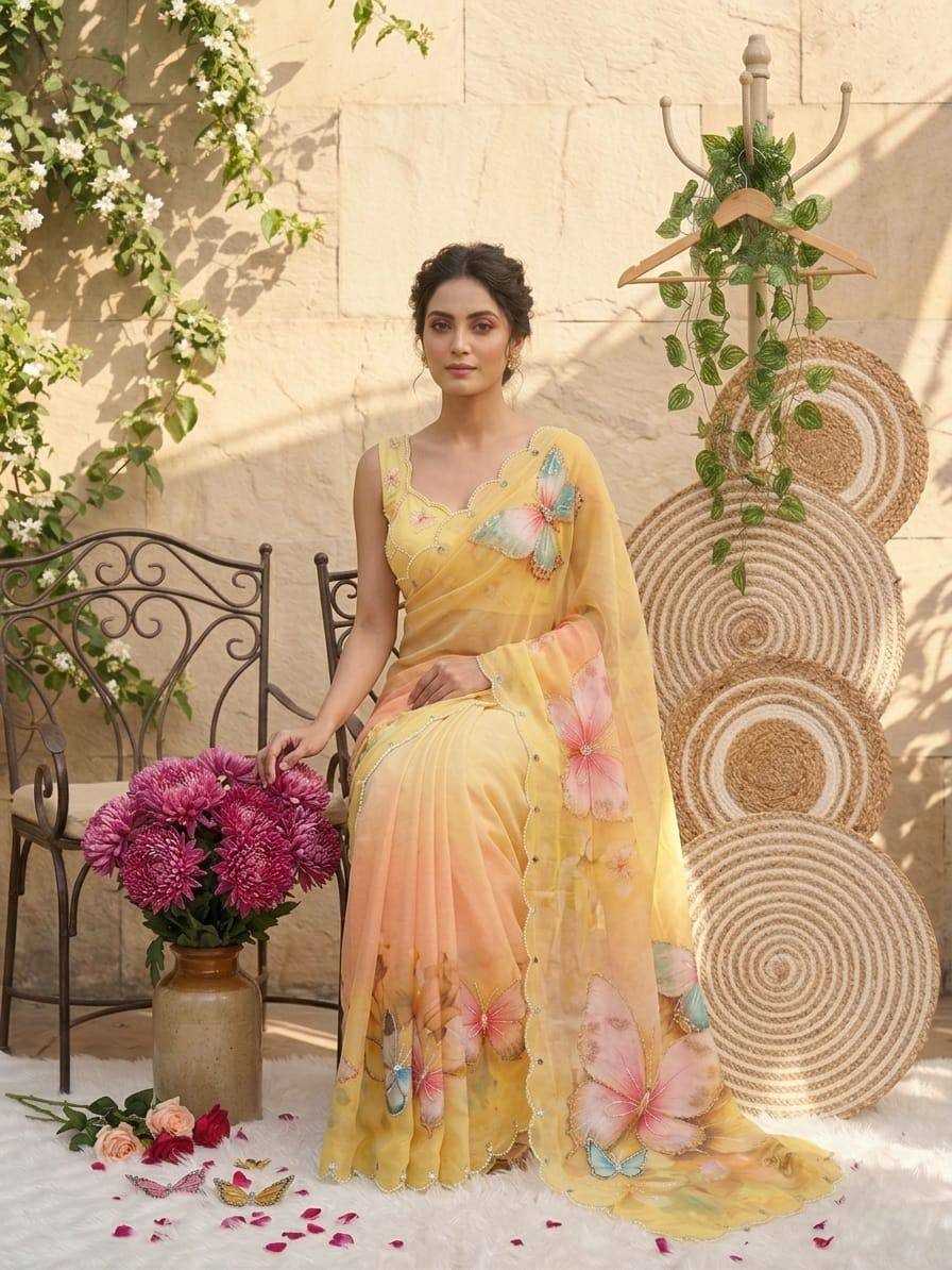 Tabby Silk Hand Work Saree