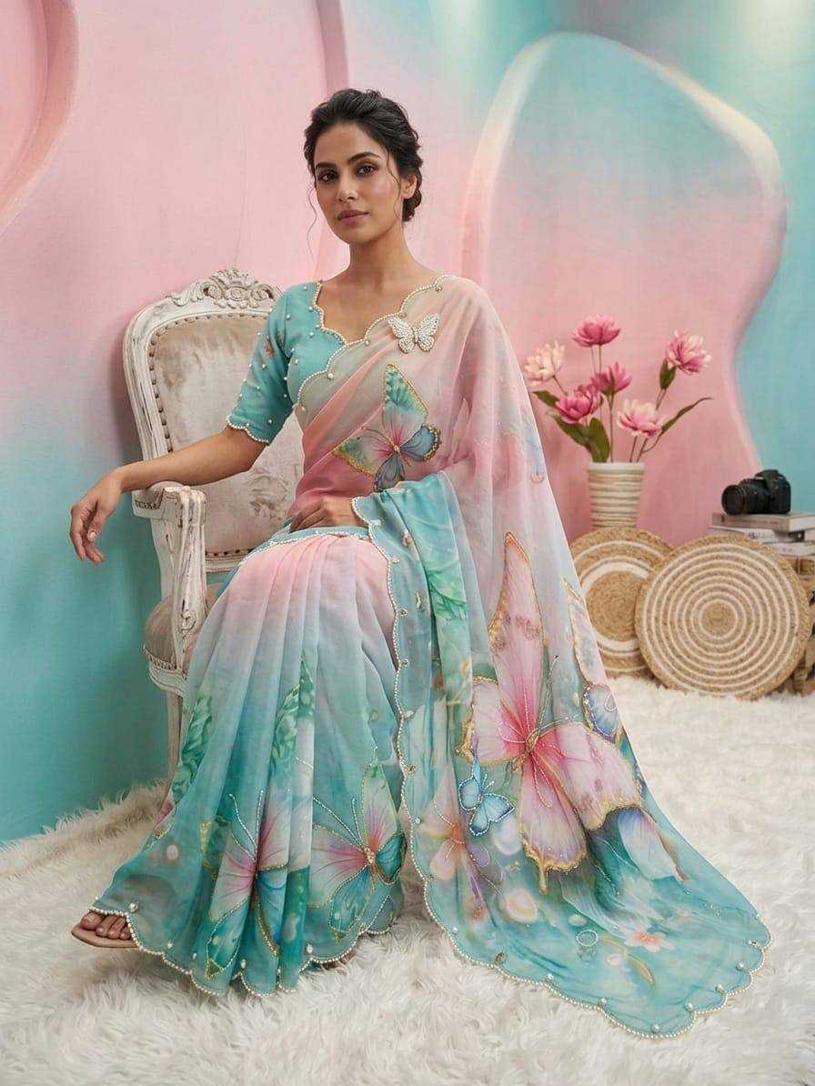 Tabby Silk Hand Work Saree