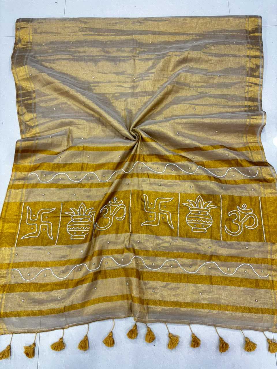 Tussar Silk Cutwork Saree