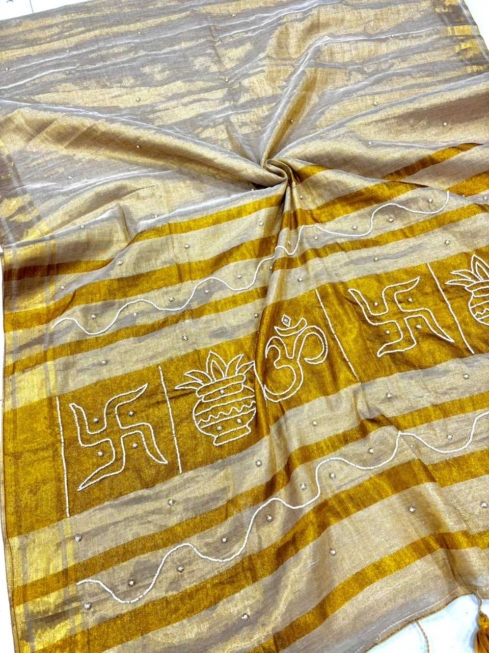 Tussar Silk Cutwork Saree