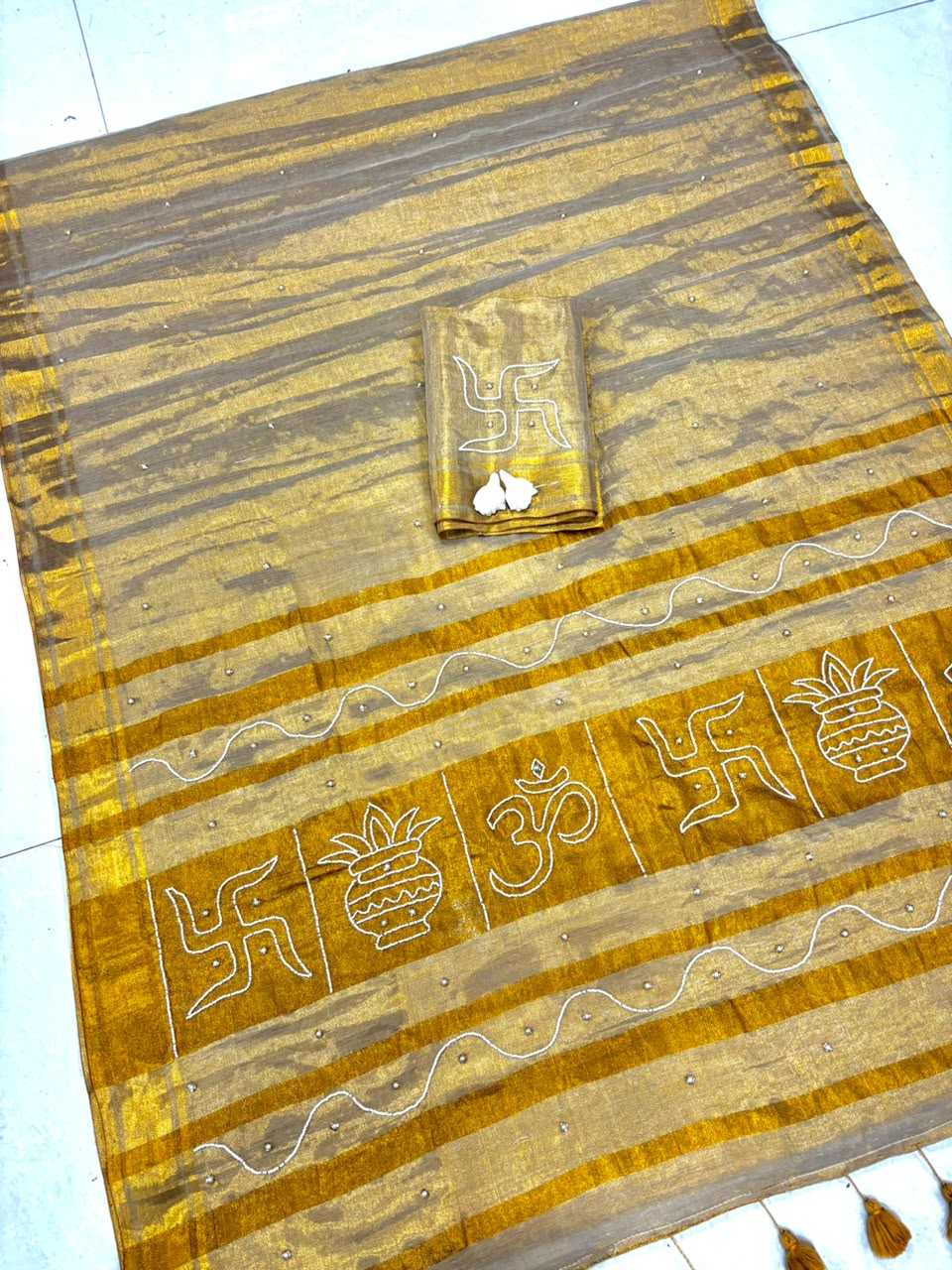 Tussar Silk Cutwork Saree