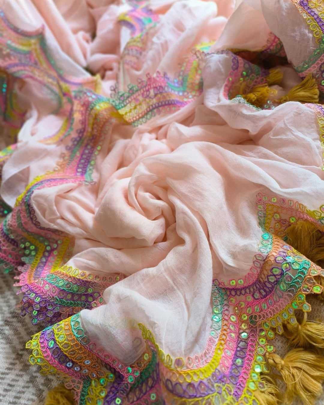 Chanderi Cotton Embroidered Saree