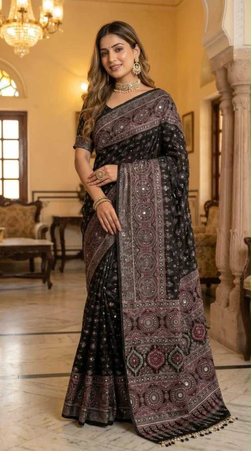 Zalar Satin Printed Saree