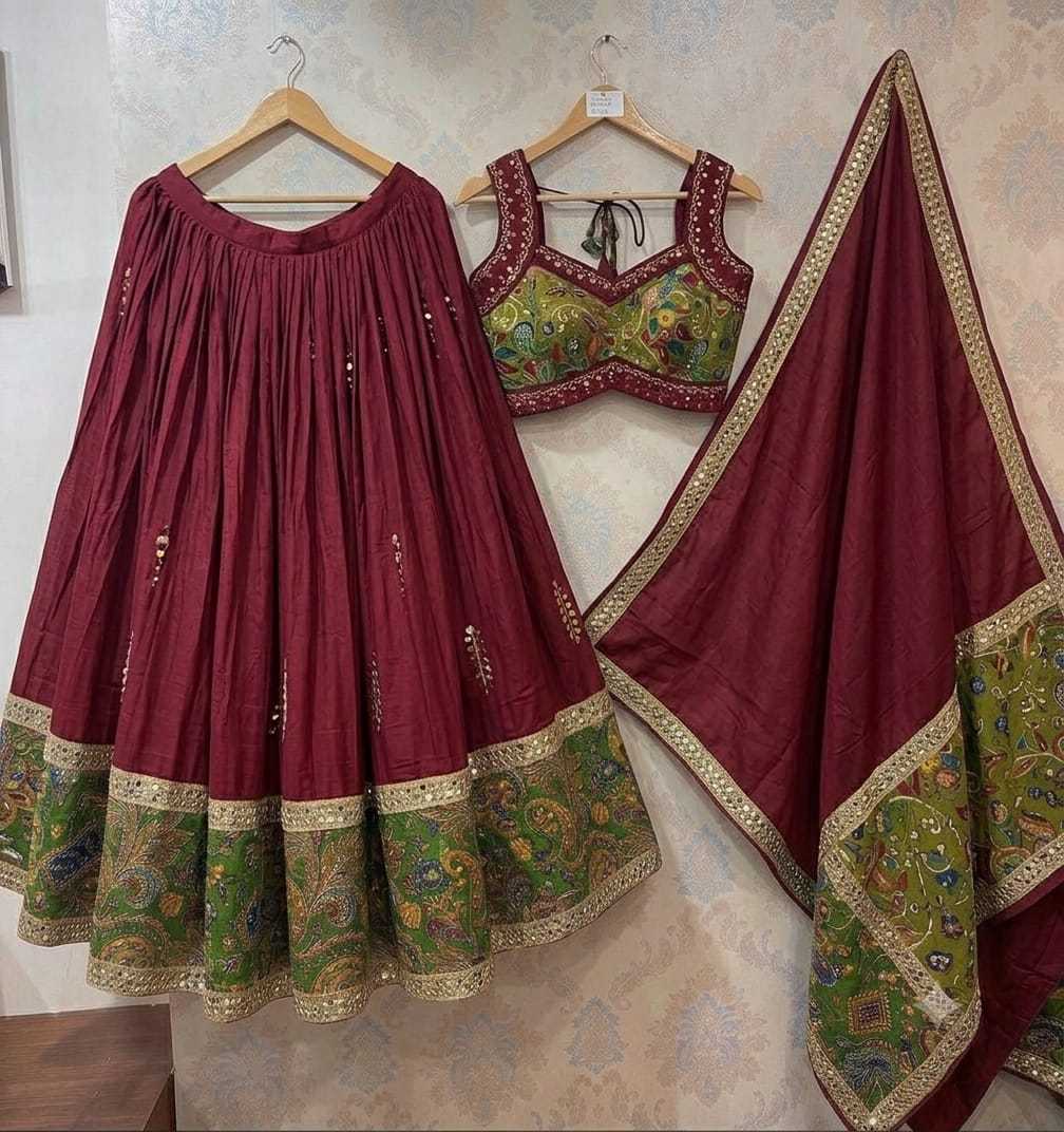 Cotton Traditional Lehenga in Dark Green