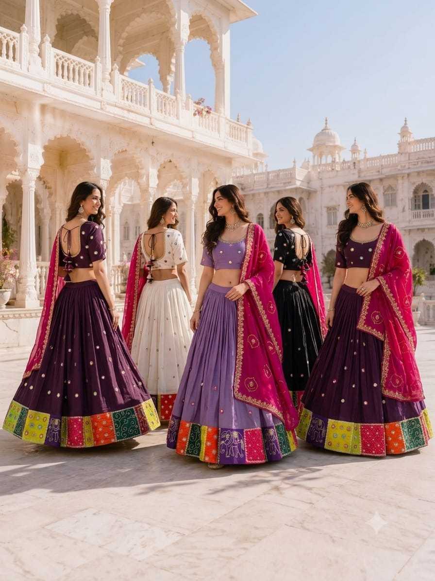 Heavy Roman Silk Embroidered Lehenga