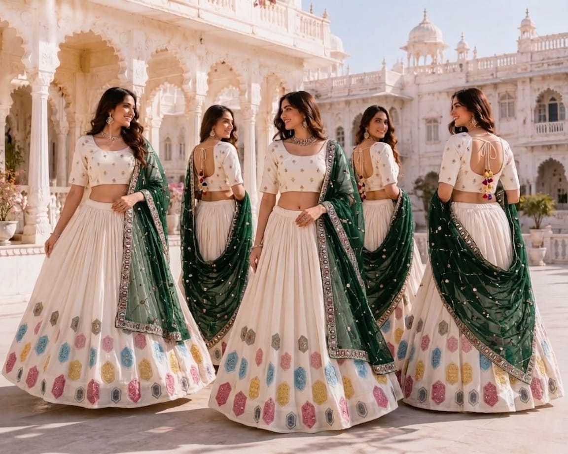 Heavy Roman Silk Embroidered Lehenga 5061