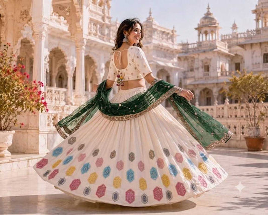 Heavy Roman Silk Embroidered Lehenga 5061