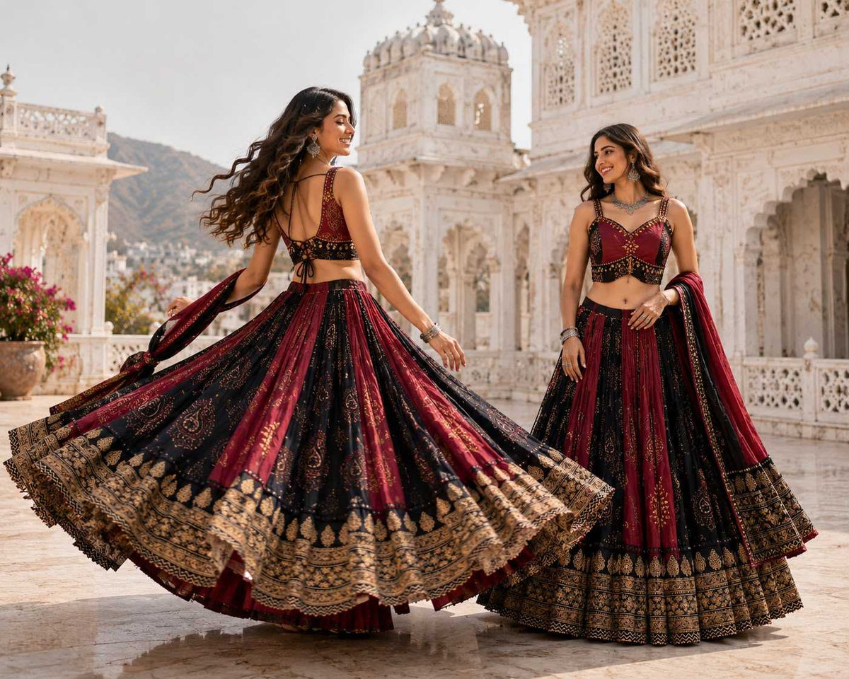 Ajrakh Spa Cotton Fancy Lehenga