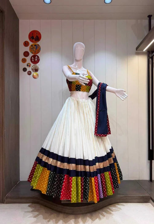 Bandhej Spagatty Cotton Cambric Designer Lehenga