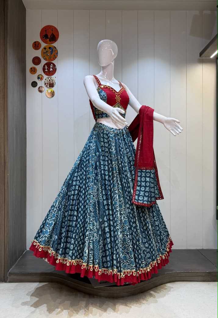 Denim Cotton Cambric Traditional Lehenga