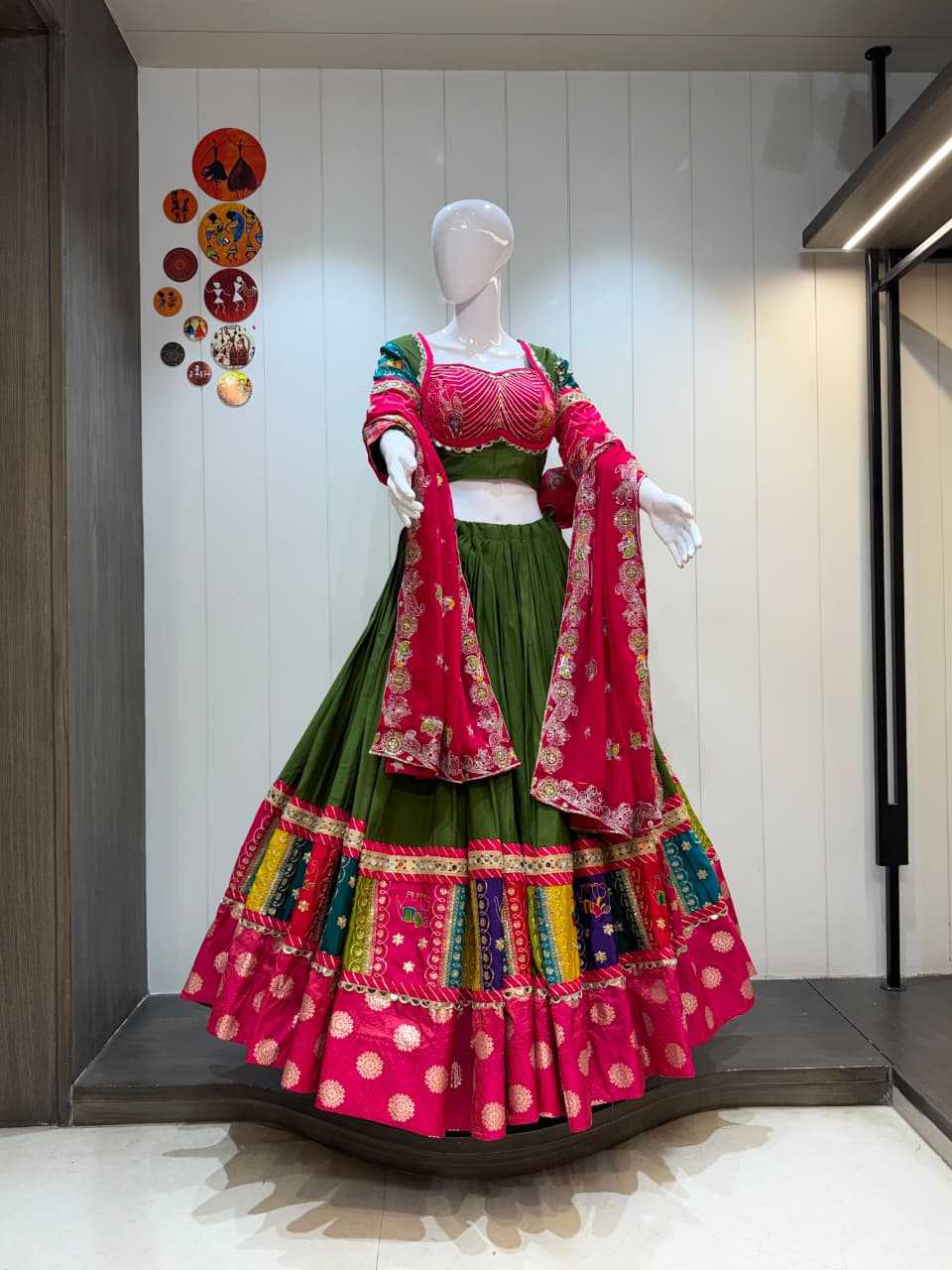 Dholida Original Heavy Roman Silk Traditional Lehenga