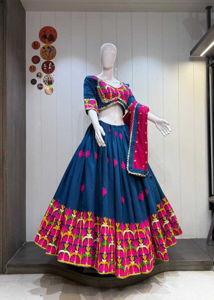 Flower Heavy Roman Silk Traditional Lehenga