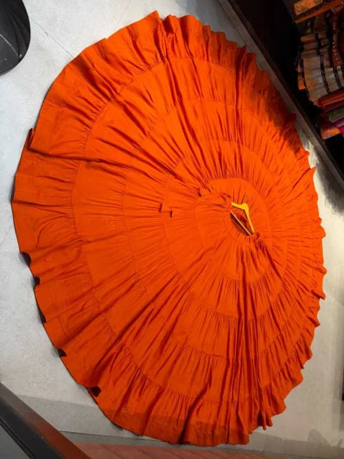 Ghaghri Cotton Designer Lehenga in Orange