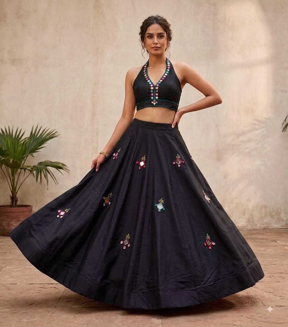 Ghungru Heavy Roman Silk Designer Lehenga