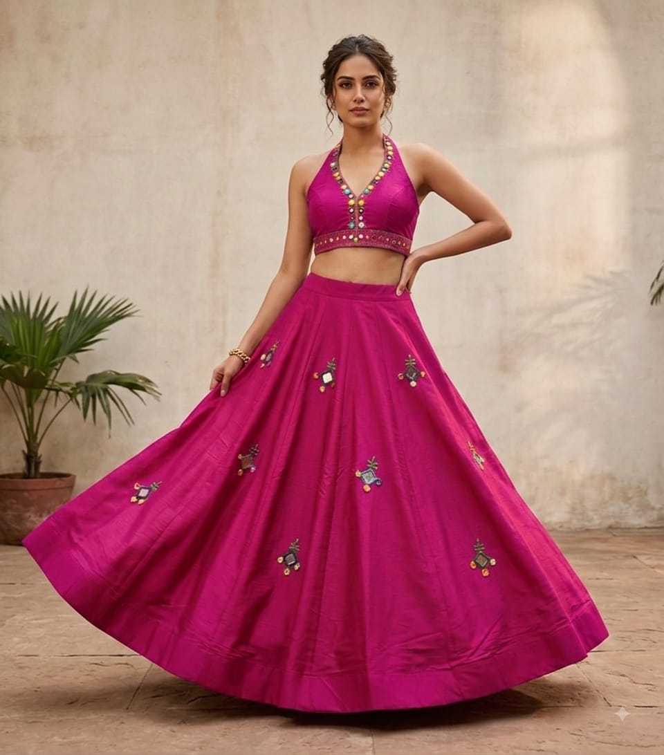 Ghungru Heavy Roman Silk Designer Lehenga